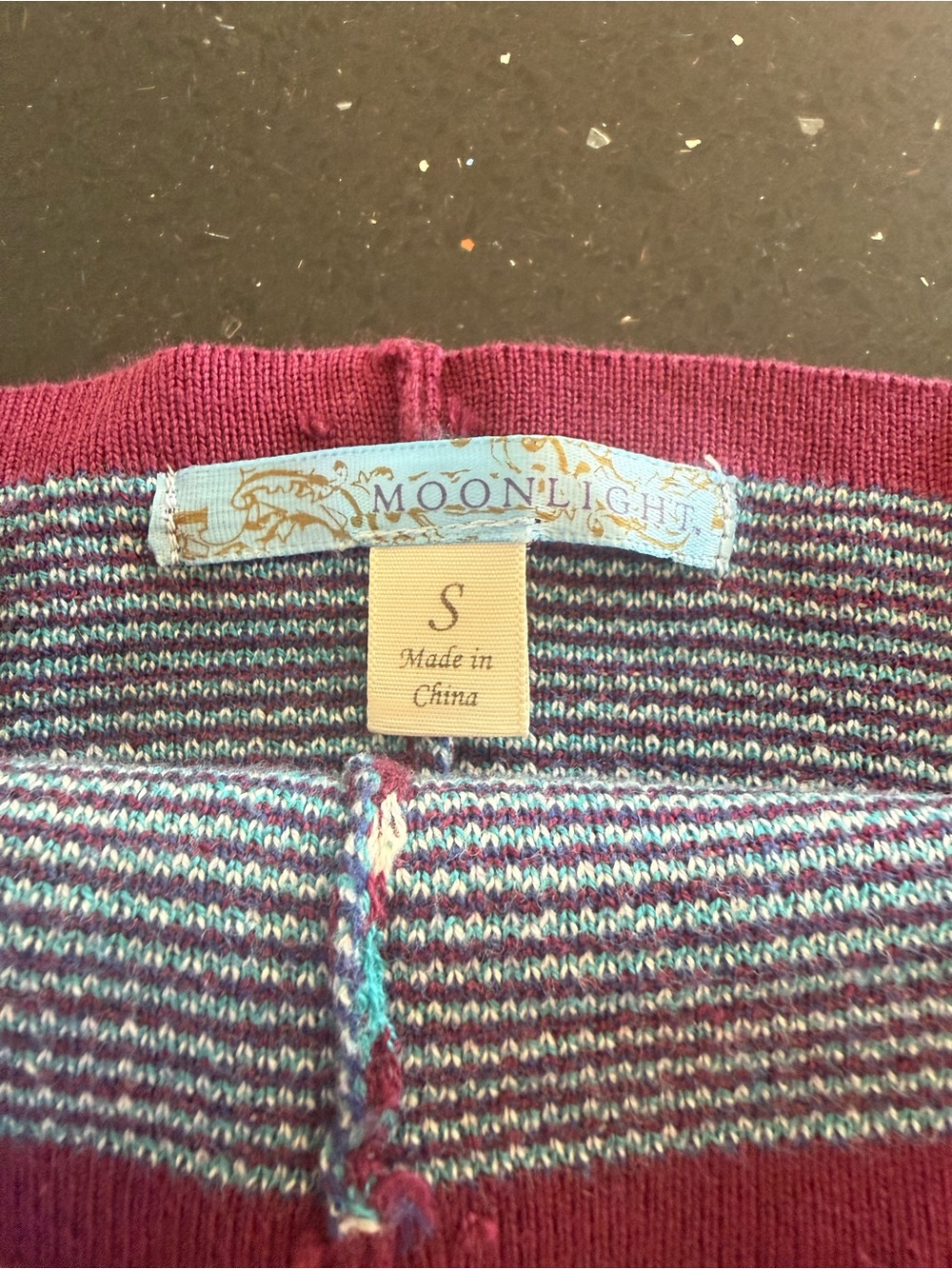 Burgundy Patterned Women's Wrapped Shawl with Teal Accents - Picture 5 of 5